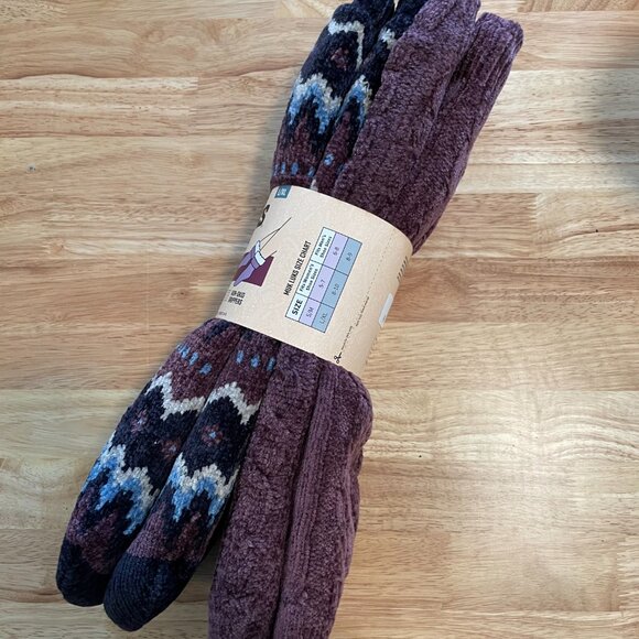 Muk Luks Long Cabin Socks L/XL Fully Lined Non-skip Grippers 2 Pair Pack NWT - Picture 6 of 6
